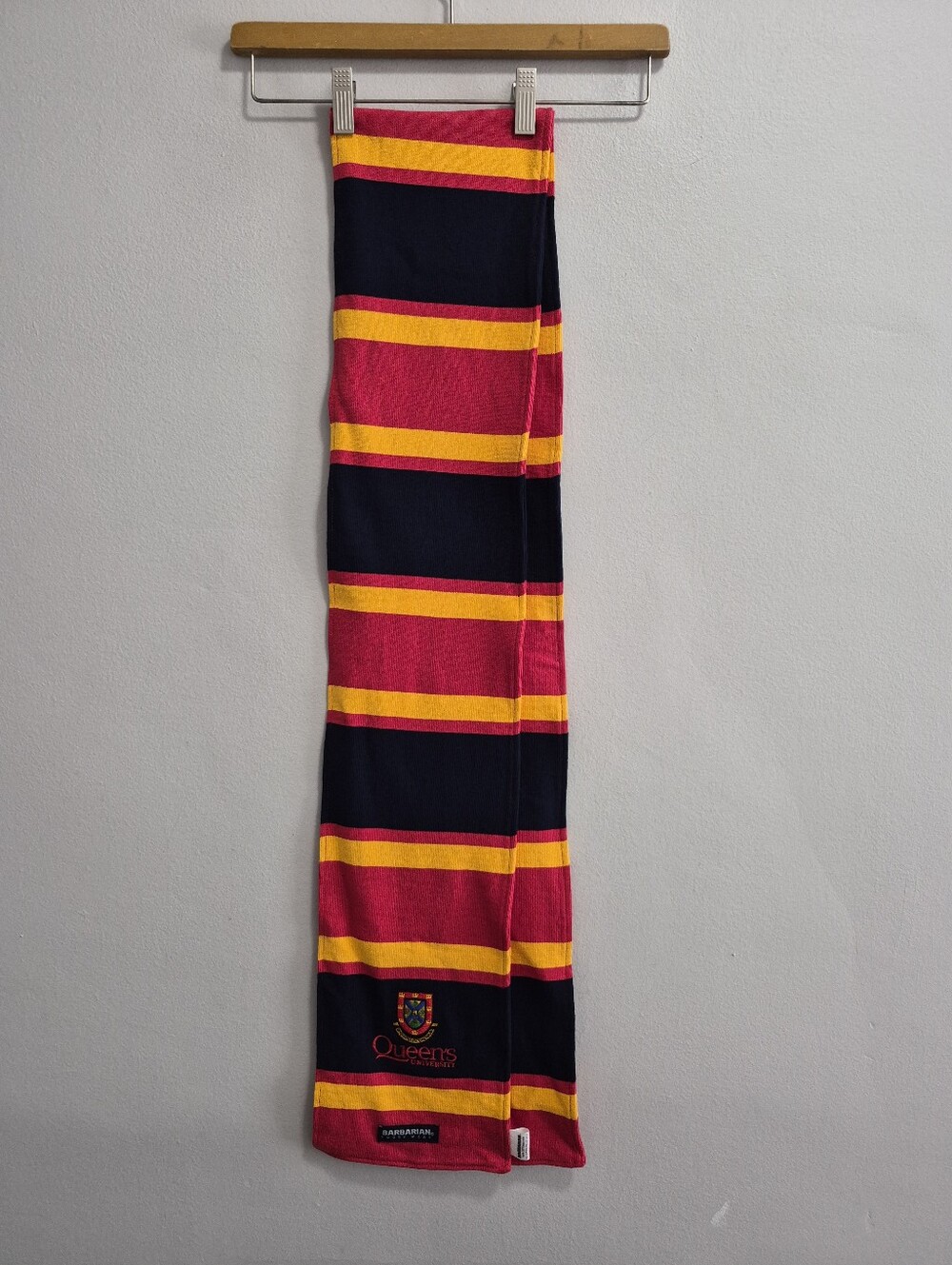Queen's University Alum Rugby Striped Scarf Embroidered